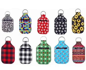

500PCS 10*6cm 30ml Neoprene Hand Keyring Sanitizer Bottle Holder Keychain Bags Key Rings Hand Soap Bottle Holder
