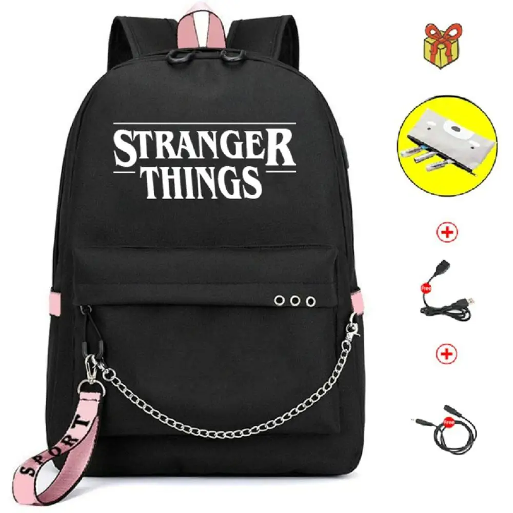 BPZMD холст с буквами странные вещи женский рюкзак для школьников-подростков девочек студенческие водонепроницаемые сумки Usb ноутбук рюкзак для путешествий - Цвет: CG5322