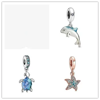 

25 Sterling Silver Charm Shimmering Dolphin Dangle Charm Bead Fit Women Pandora Bracelet & Necklace Diy Jewelry