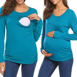 MUQGEW Новые футболки для мам женские осенние удобные топы с длинными рукавами для кормящих мам футболки для кормления грудью 2019 новый стиль
