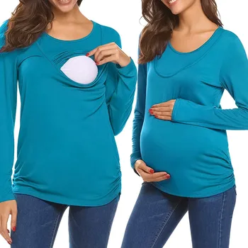 

vetement femme 2019 Women's Pregnant Maternity tops and blouses clothe Long Sleeve Comfy Nursing Tops T-Shirts For Breastfeeding