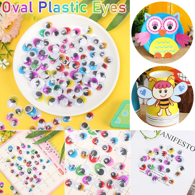 100Pcs Plastic Wiggling 3D Doll Eyes Oval Moving Eyes for DIY Toys Dolls Stuffed Animals Plush Eyes Handmade Toy Accessories 3