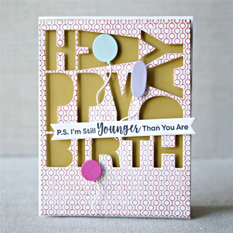 

YaMinSanNiO Happy Birthday Metal Cutting Dies Letter New for Scrapbooking Card Making Album Embossing Craft Die cut Stencil