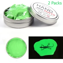 2 упаковки Флуоресцентный светильник светящийся DIY светящийся в темноте Пластилин резиновая грязь, пластилин шпатлевка глина образование новые игрушки зеленый