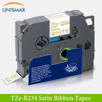 

Unismar Satin Ribbon Label Compatible Brother TZe-R234 Gold on White 12mm Printer Ribbon Black on White TZe-231 Laminated Label