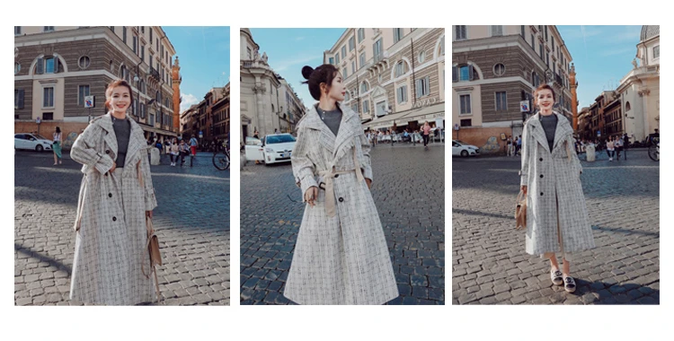 Длинное пальто-Тренч Casacos Feminino manteau femme женская мода Moda Mujer размера плюс винтажная Элегантная туника Корейская одежда