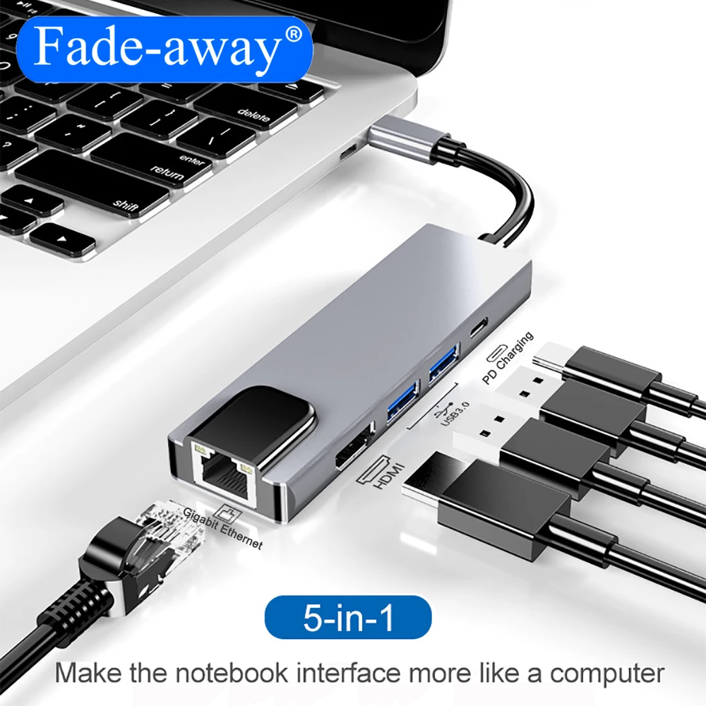 

USB 3.1 Type-C Hub To HDMI Adapter 4K Thunderbolt 3 USB C Hub with Hub 3.0 Gigabit Ethernet Rj45 Lan PD for MacBook Pro/Air 2020