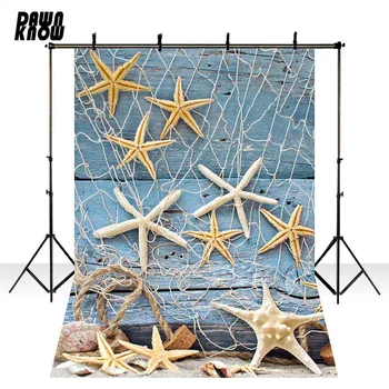 

DAWNKNOW Plank Vinyl Photography Background For Newborn Starfish Net Photo Shoot Backdrop For Wedding Photo Studio lv427