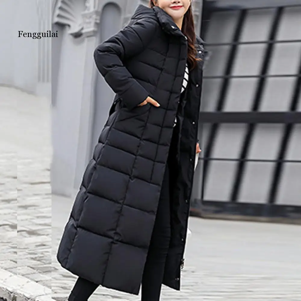 Стиль Трендовое пальто женская зимняя куртка хлопковое Стеганое теплое пальто женские длинные пальто парка Женская куртка