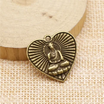 

free shipping 17pcs 23x24mm antique bronze Buddha's Heart charms diy retro jewelry fit Earring keychain hair card pendant