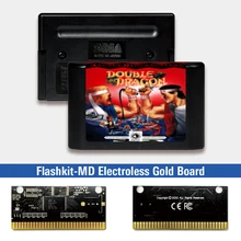 وحدة تحكم ألعاب الفيديو لـ Sega Genesis Megadrive ، ملصق مزدوج Dragon   USA ، فلاش ، MD ، ذهبي ، بطاقة PCB