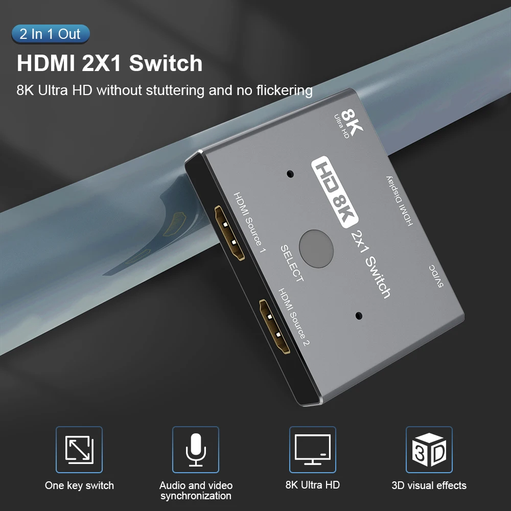 Conversor Direcional 120 do Divisor 8k @ 60hz 4k @ 2.1 hz para Xbox Ps5 Hdmi-compatível Ultra hd 8k 8k Interruptor de Alta Velocidade 48gbps em para Fora Comutadores KVM - Imagem 2