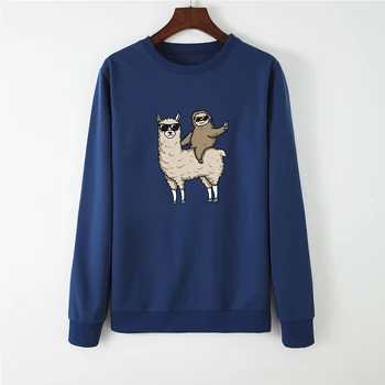 

Women Hoodies Sweatshirts Tops Female Casual Pullovers Funny Alpaca Print Sweatshirt Spring Autumn Hoodie Pullover Streetwear