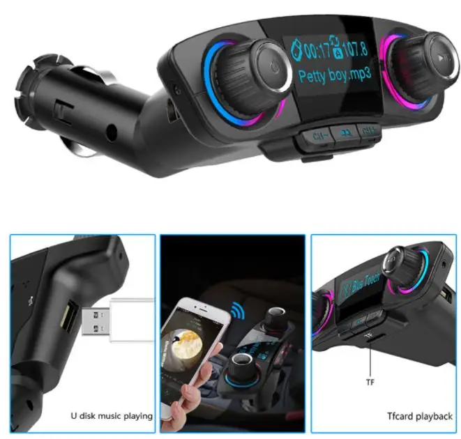 40 шт. fm-передатчик Aux модулятор Bluetooth Handsfree автомобильный аудио-mp3-плеер зарядка двойной зарядное устройство usb