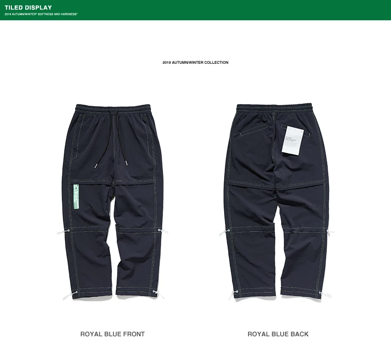 Большие складные FW мужские Промытые Jogger брюки на шнурке мужские спортивные штаны унисекс нейлоновые повседневные уличные мужские джинсы 93377W