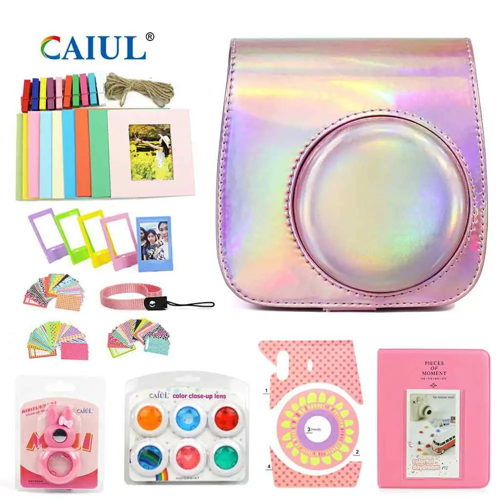 

CAIUL Mini Camera Bag for Fujifilm Instax Mini 9 8 Instant Film Camera Protective Premium Camera PU Leather Case Accessories Set