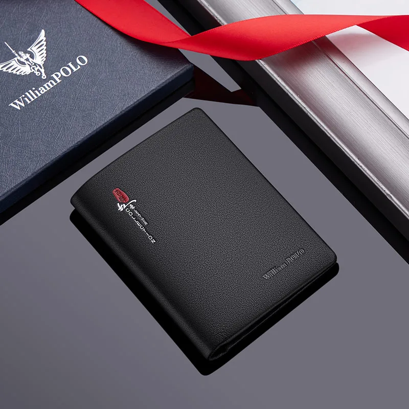 Leather vertical men's wallet Chinese style short card holder high grade Coin Wallet 4