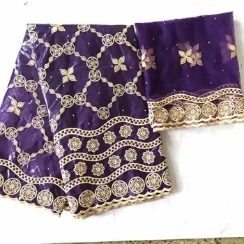 

Purple Bazin brode getzner 2019 nigerian wedding lace brocade jacquard fabric bazin riche fabric 7yard/set wholesale