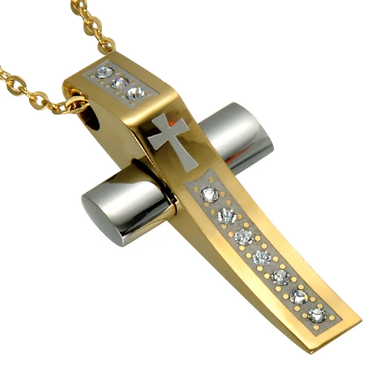 

Christian Titanium Steel Arc Religious Cross Pendant With Stainless Steel Necklace Jewelry
