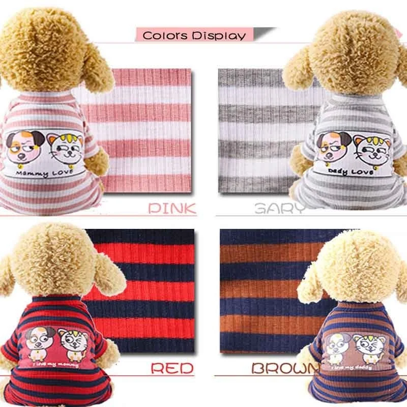 Одежда для собак пижамы комбинезон Frenchie одежда для бульдога в полоску для собаки чихуахуа Пижамы трикотажные пальто Pet Appare комбинезоны