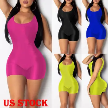 

2020 Newest Sexy Short Romper Jumpsuit Leotard Sleeveless Top Women Stretch Blouse Lady Bodysuit Ladies Sexy Short Bodysuit