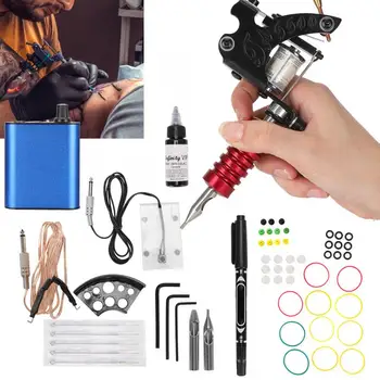 

Tattoo Machine Set Tattoo Kit Machine Needles Grip Foot Pedal Pigment Hook Line Power Supply Tool 90-265V Piercing Gun