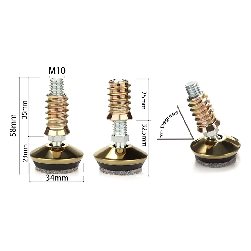 Swivel Furniture Levelers 4Pcs Adjustable Leveling Legs Glide Tables Chairs Cabinets M8/M10 Fully Threaded