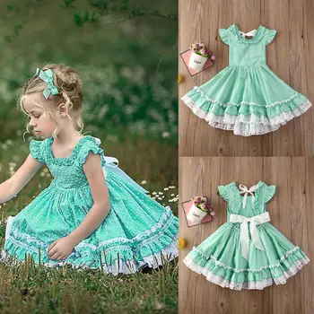 

Kids Girls Baby Princess Dress Wedding Pageant Party Backless Bow Tutu Dresses Summer Lolvey Girl Dress