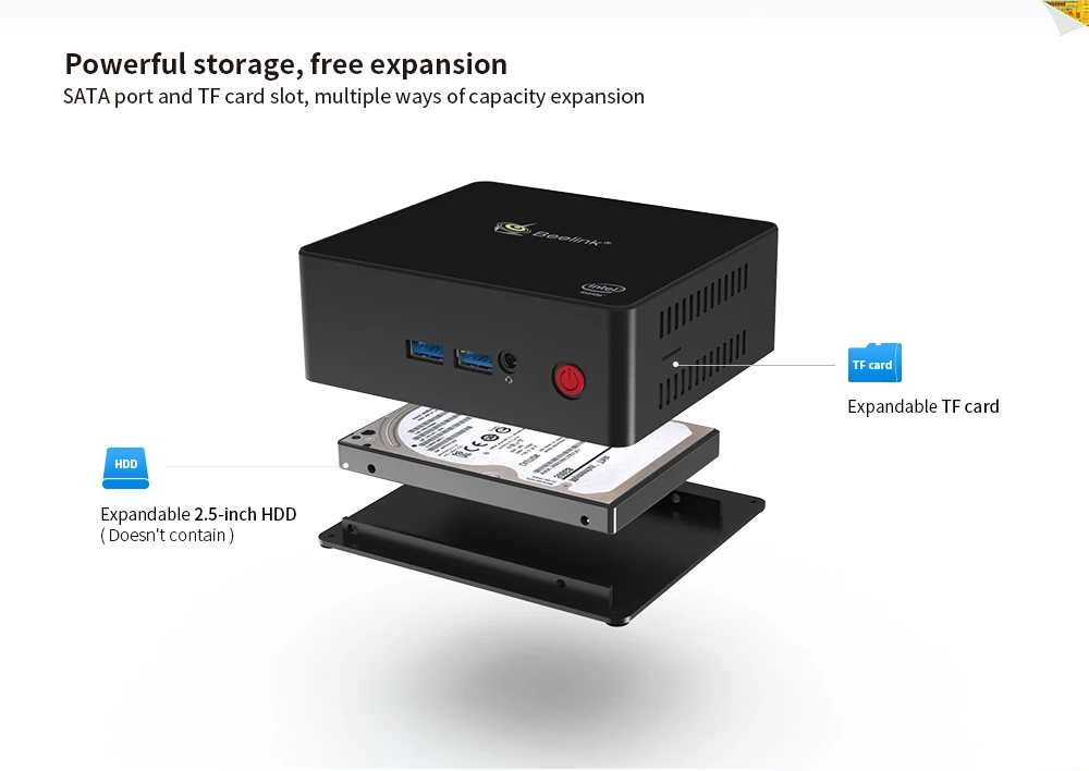 Beelink Gemini X55 Windows 10 Мини ПК компьютер 8 ГБ ОЗУ 256 ГБ SSD Intel Pentium J5005