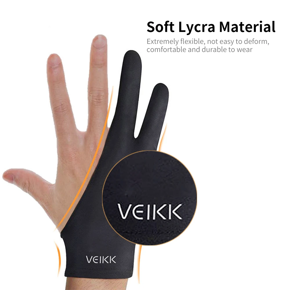 VEIKK Drawing Glove Two-finger Drawing Glove Lightweight Sweatproof Soft For VEIKK Graphics Tablet Graphic Monitor