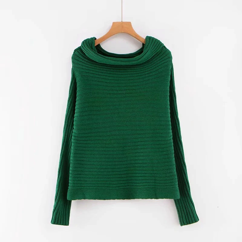 CHICEVER Sexy Striped Knitting Sweaters Female Slash Neck Off Shoulder Long Sleeve Autumn Sweater For Women Fashion Clothes
