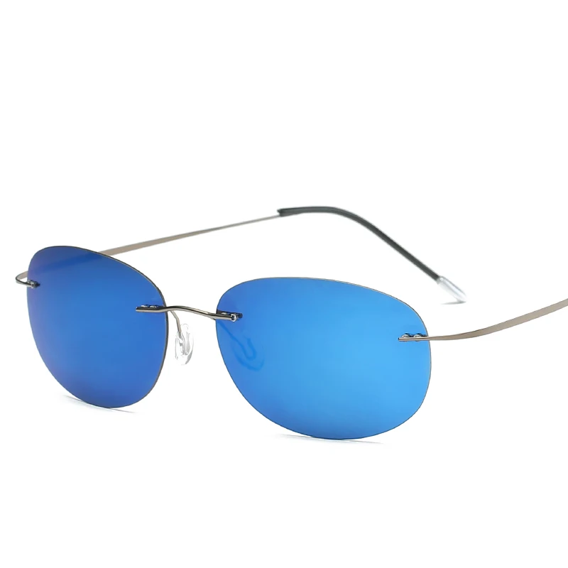 

Titanium Polarized sunglasses Round rimless Polaroid Brand Designer Gafas Men Oval Sun glasses sunglasses for men women