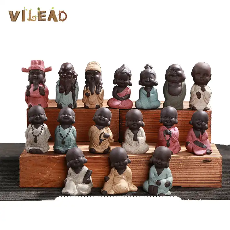Sculptures Home Decor Ornament Gift 9cm Creative Mini Monk Statue Sculpture Ceramic Laughing
