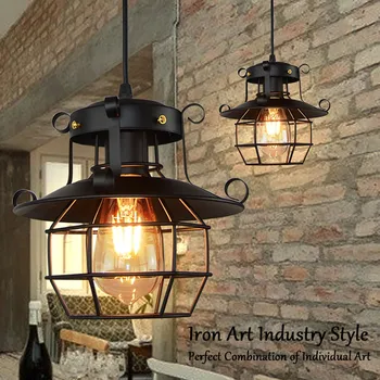 

Vintage Light Industrial Style Metal Fishermans Cage Ceiling Pendant Kitchen Bedroom Home Indoor Night Light Lamp Shades Decor #