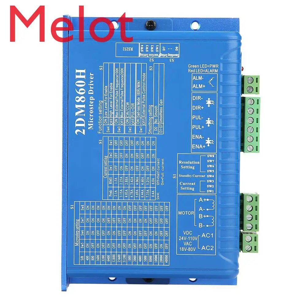 

CNC 2DM860H Digital Stepper Motor Driver Two Phase Stepper Motor Driver Microstep Controller low noise Stepper Motor Controller