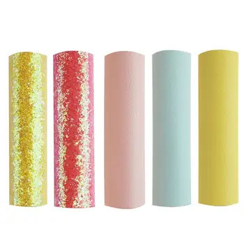 

5Pcs Shiny Glitter PU Faux Leather Earrings Hair Bows Clips DIY Crafts Making 83XF