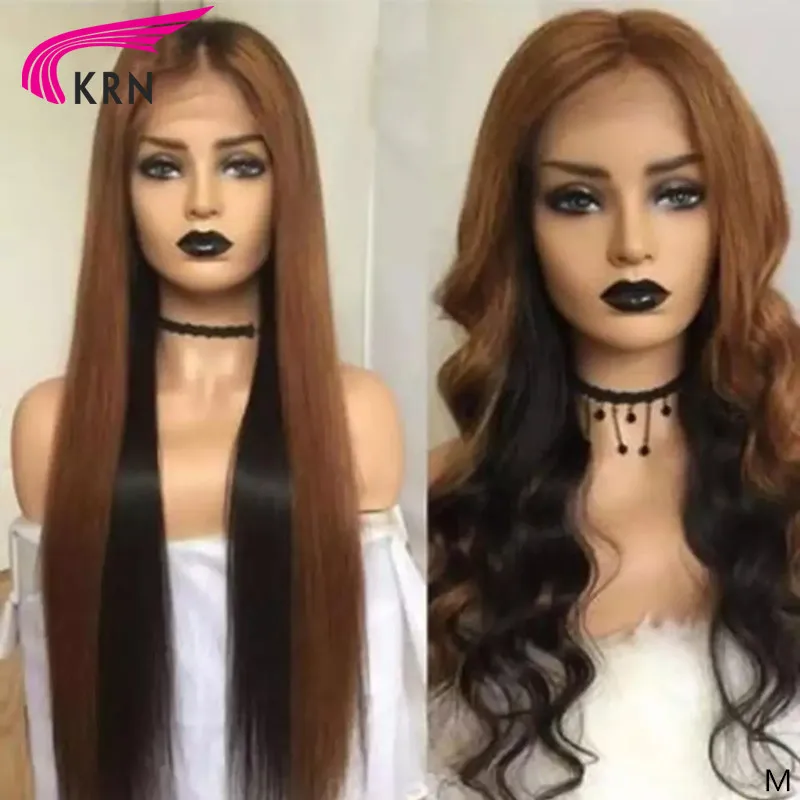 

KRN ombre Colored Wigs 13x6 Lace Front Human Hair Wigs Ombre Pre Plucked Lace Wigs For Black Women Remy Hair 180 density