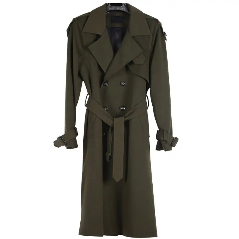 Minglu Mens Coats Luxury Long Style Windbreaker Double Breasted Mens Jackets Plus Size 6xl Spring And Autumn Khaki Mens Trench