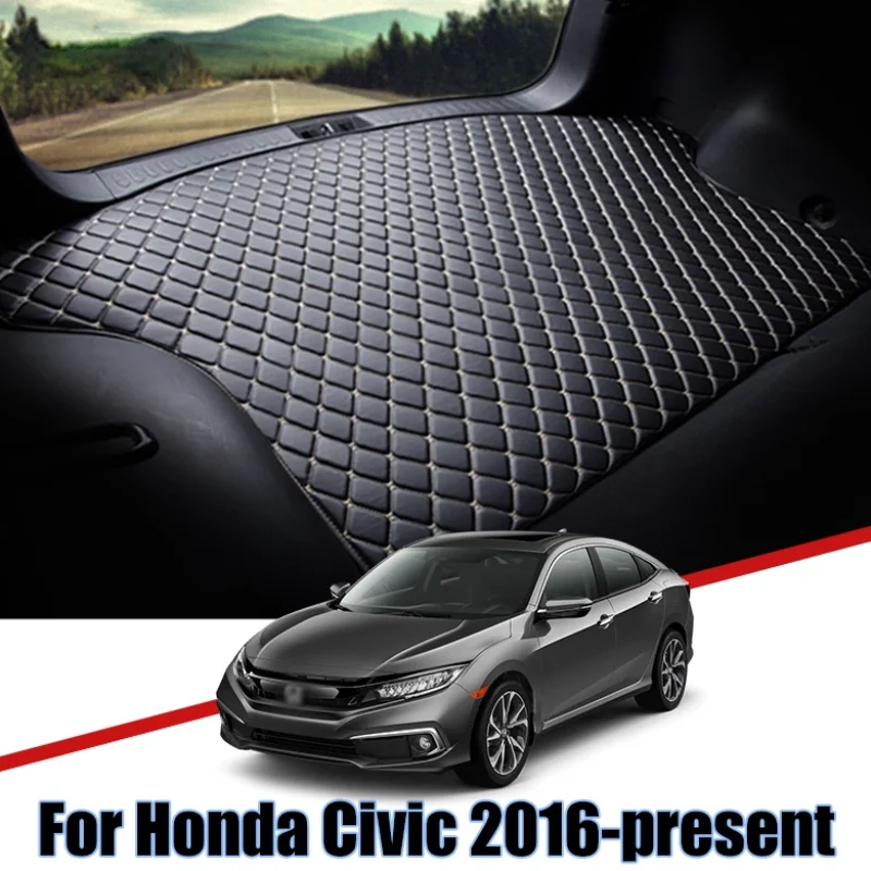 Leather Car Trunk Mat For 10th Gen Honda Civic 2016 2017 2018 2019 2020