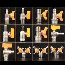 1/2 дюймов все медные Трехходовой газовый клапан аксессуары для плит внутренний/Внешний резьбовой соединитель переключатель шаровой клапан