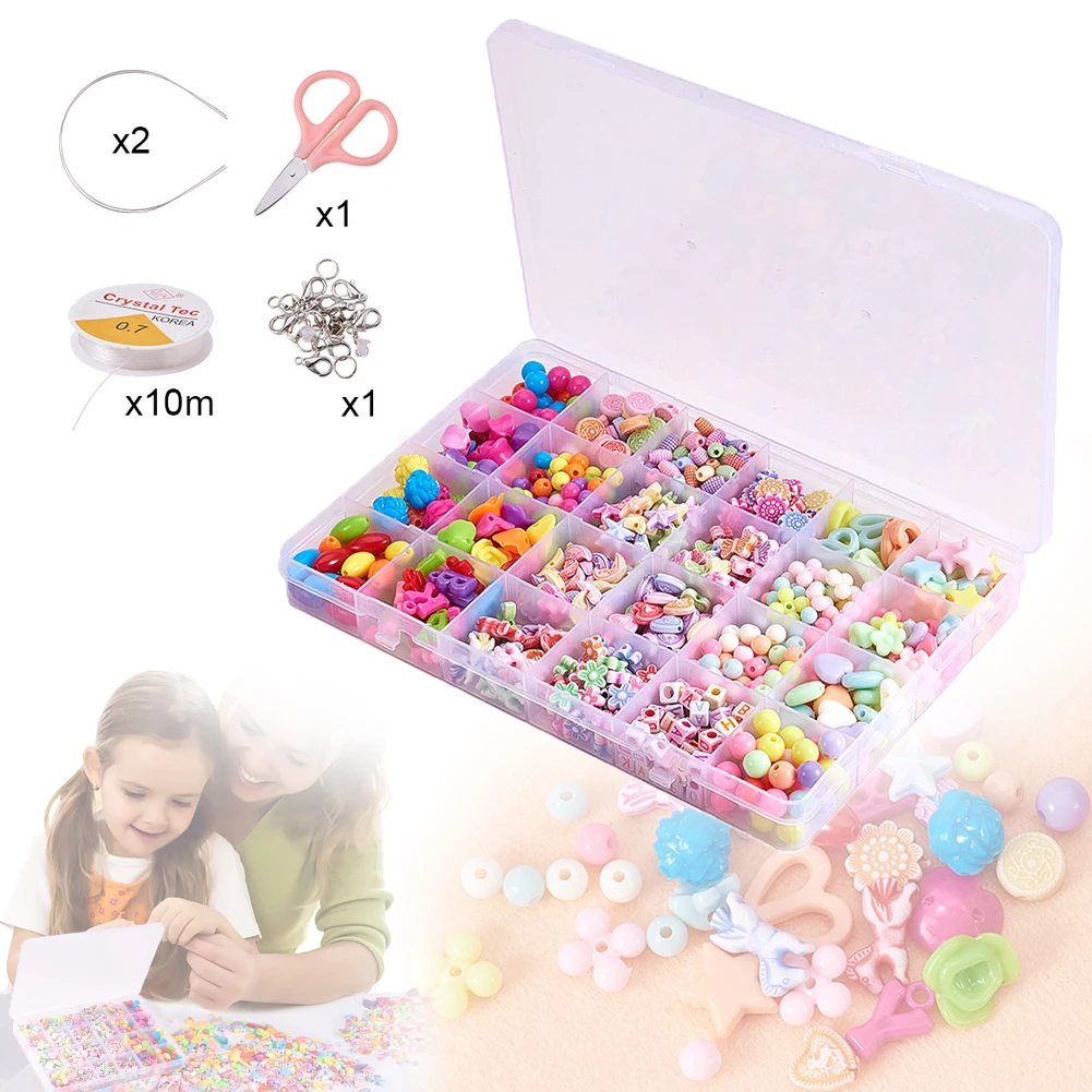 

DIY Colorful Beads Toys Set Jewelry Accessories Puzzle Handmade Crafts Education Kid Toy Materials Bracelet Necklace Accessories