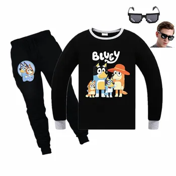 

Bluey Children's Clothing Spring Autumn Boys Girls Long Sleeve T Shirt + Pants 2Pcs Bingo Dogs Teenager Child Kid Tee Sportswear