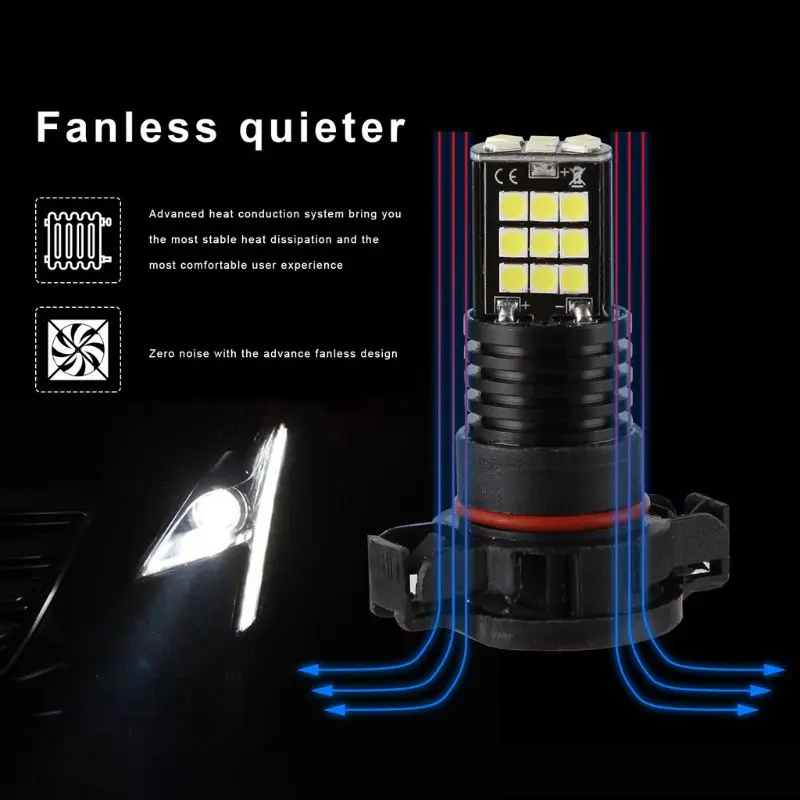 DC12V-H16-24 светодиодный лампы автомобиля анти-туман лампа пару белых светильник Замена для фар дальнего света автомобильной
