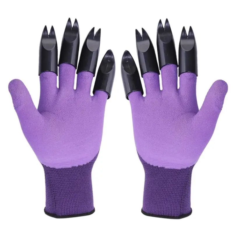 Garden Gloves 4 Hand Claw ABS Plastic Rubber Gloves Quick Excavation Plant Waterproof Insulation Home garden supplies - Цвет: 1 Pair