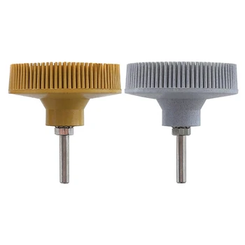 

2Pcs Polishing Wheels Grit 50 Radial Bristle Disc 3 Inch Emery Rubber Abrasive Brush 6.35mm for Dremel, Yellow & White