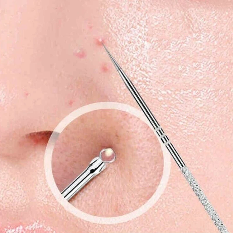 Comedone-corrector de acné de plata, Extractor de agujas de acero inoxidable, herramientas de extracción, 1 Uds., gran oferta