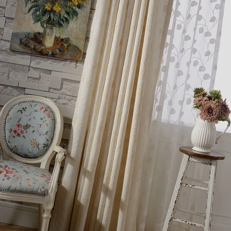 Занавески для гостиной Урожай-американская кантри Вышивка Ткань Baitao хлопок и