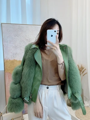 Real Fox Fur Coats With Genuine Sheepskin Leather Wholeskin Natural Fox Fur Jacket Outwear Luxury Women 2020 Winter New 5
