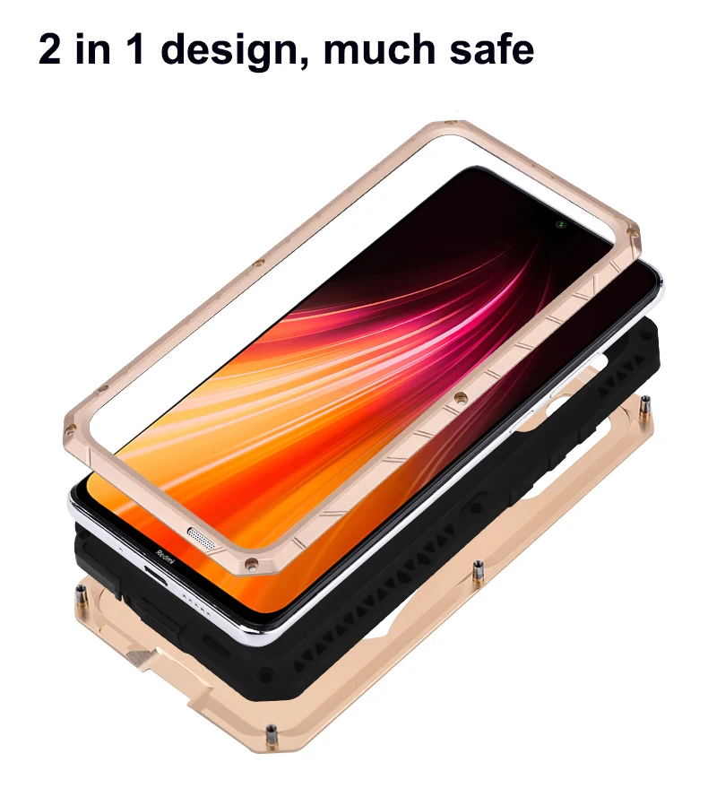 Сотовый Чехол для телефона для Xiaomi Redmi Note 8 противоударный сверхмощный силиконовый алюминиевый металлический чехол для Redmi Note 8 Pro Чехол