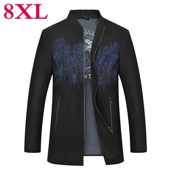 

Plus size 8XL 7XL Autumn Men Vintage Coat Fashion Stand Collar Men Long Overcoat Casual Plus Size Outwear Men Slim Long Jacket